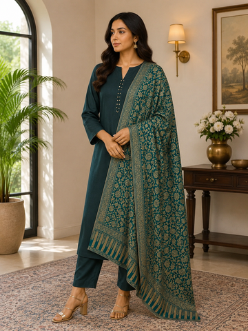 Premium Handloom Reversible Moonlight Kani Shawl Toosh Pashmina | Kashmiri Heritage Wrap