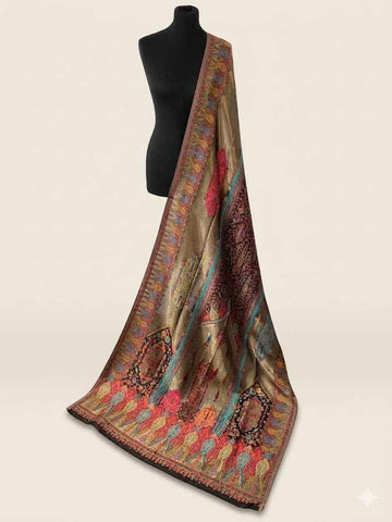 Luxury Kani Silk Moonlight Dupatta Handwoven Kashmiri Designer Wrap