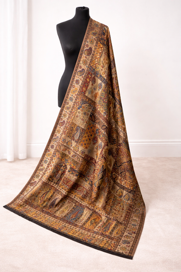 Luxury Kani Silk Dupatta Handwoven Designe Wrap (Multi-Color Patchwork) - LoomFable