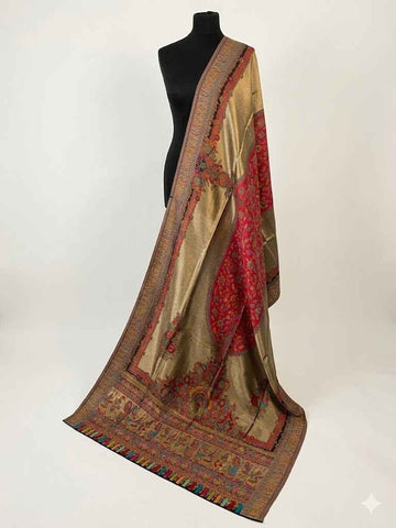 Luxury kani Silk Dupatta with center Moonlight Handwoven Kashmiri Wrap