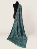 Luxury Emerald Moonlight Kani Silk Dupatta | Handloom Woven Heirloom