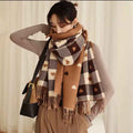 Women Wool Cashmere Scarf for Women – Heart Pattern Winter Scarf