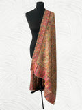 Handloom Kani Shawl in Toosh Pashmina – Brown Multi-Flower Heritage Weave - LoomFable