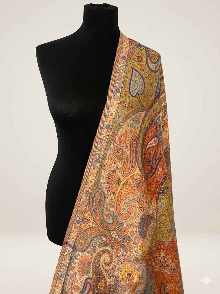 Luxury kani Silk Dupatta Pasiley design Handwoven Kashmiri Wrap