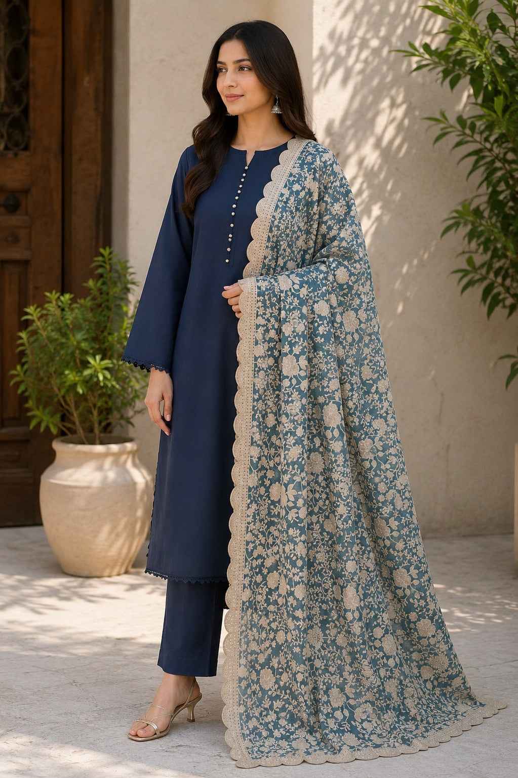 Luxury Soft Organza Aari Machine Embroidered Dupatta