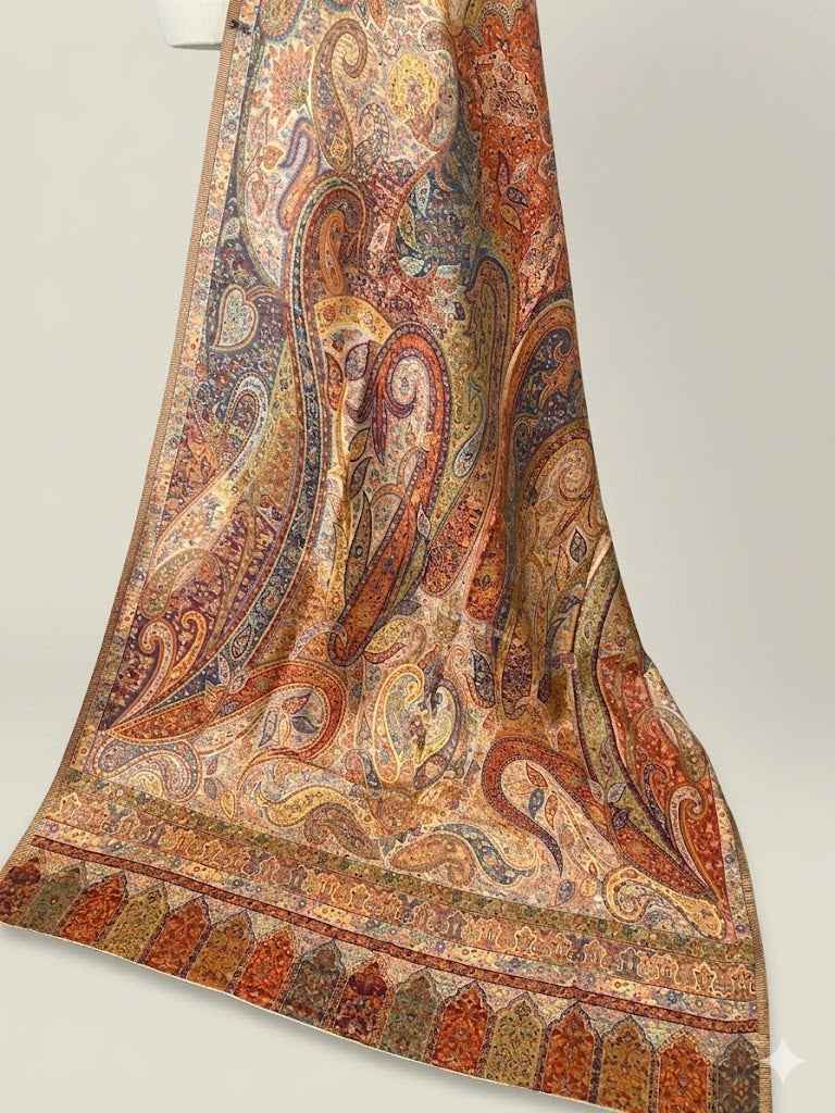 Luxury kani Silk Dupatta Pasiley design Handwoven Kashmiri Wrap