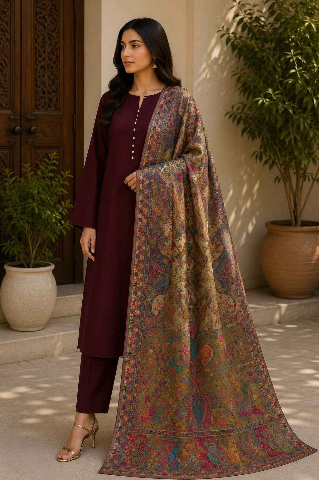 Luxury Handloom Kani Silk Dupatta – Authentic Kashmiri | Heritage Dupatta