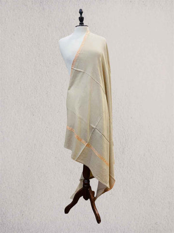 Premium Elegant Beige Pashmina Shawl with Handmade Embroidery
