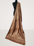 Chocolate & Cream Kani Silk Dupatta – Paisley Jaal Handwoven Silk Wrap - LoomFable