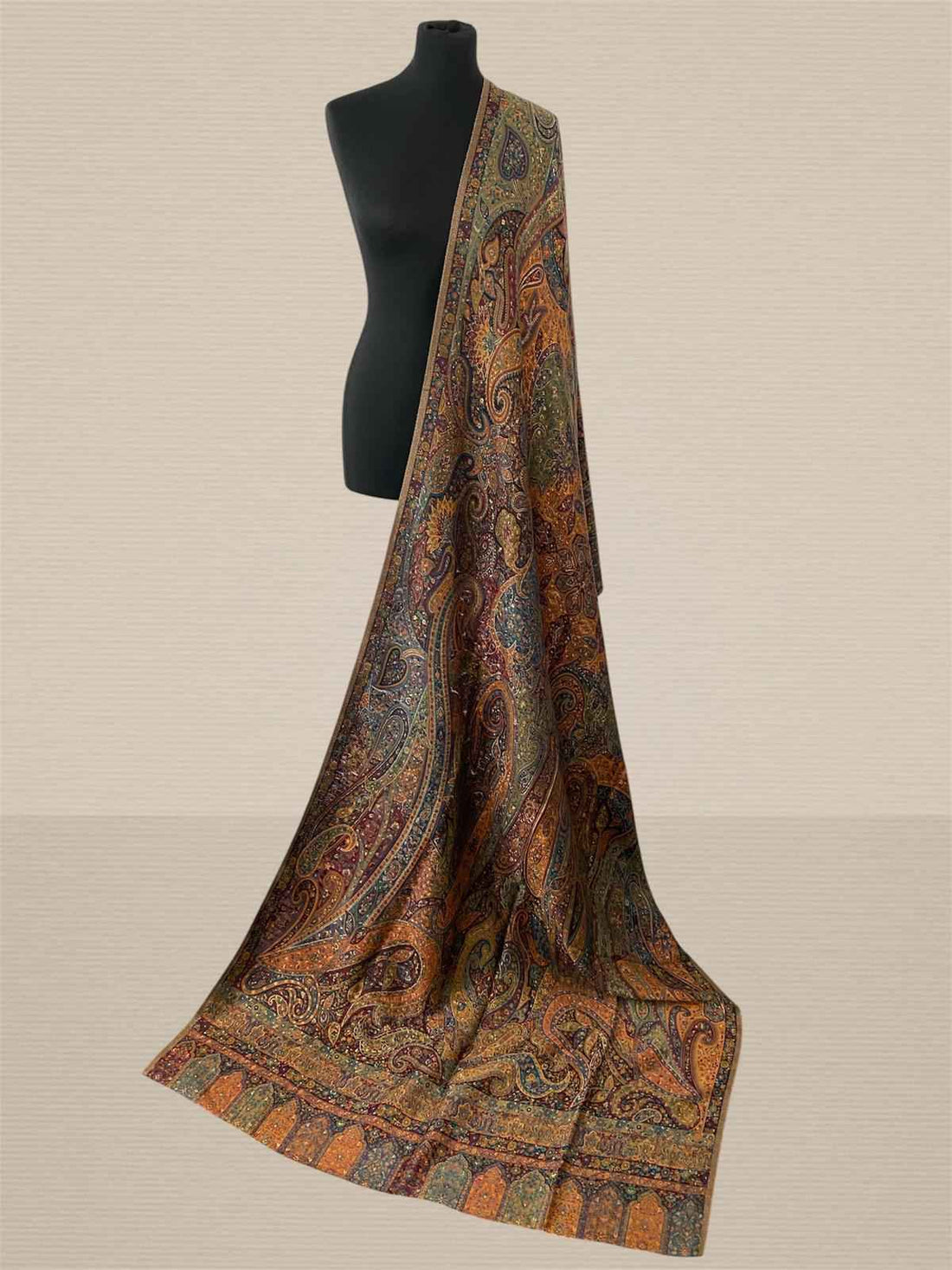 Luxurious Handwoven Kani Silk Dupatta Paisley Designe Wrap (Multi-Color)