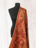 Terracotta & Antique Gold Kani Silk Dupatta – Paisley Jaal Handwoven Wrap - LoomFable