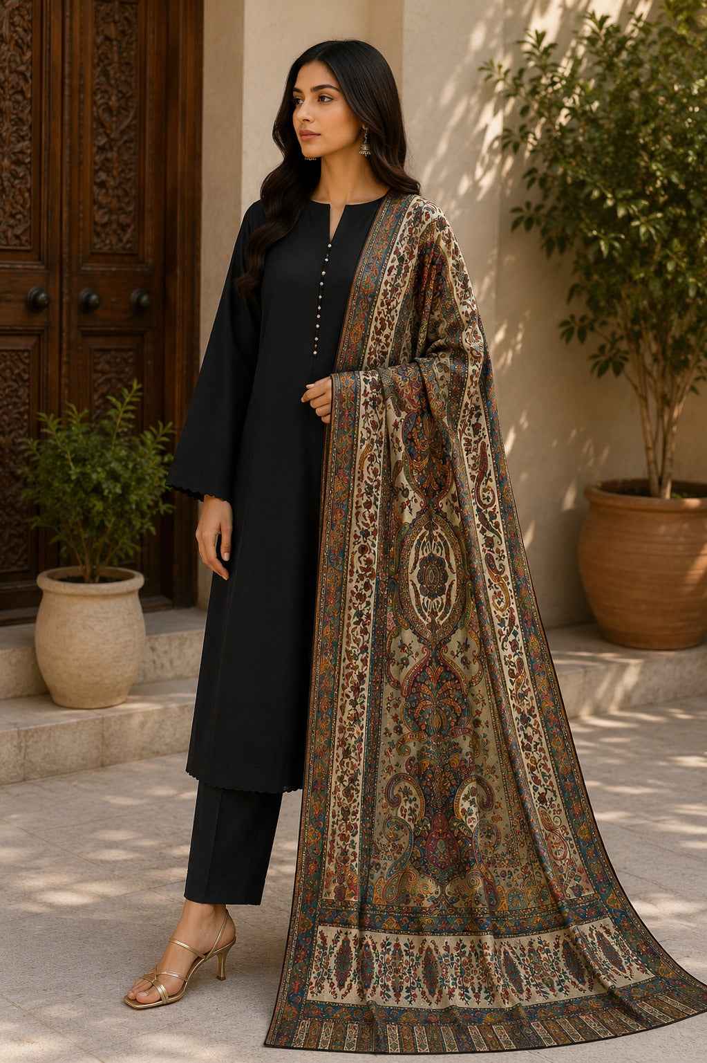 Luxury Handloom Kani Silk Dupatta – Authentic Kashmiri Paisley & Floral Woven | Heritage Dupatta