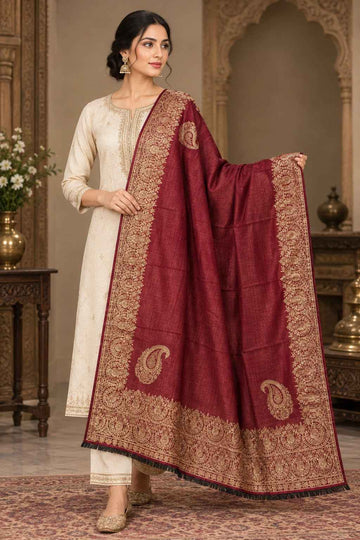 Premium Kani Shawl with Moonlight – Traditional Kashmiri-Inspired Pashmina Shawl