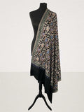 Luxury Royal Black Pashmina Shawl – Majestic Silk Thread Machine Embroidery - LoomFable