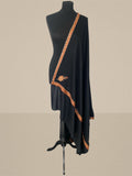 Luxury Midnight Onyx Toosh Pashmina Shawl | Hand-Needle Sozni Embroidery - LoomFable