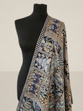 Luxury Black Silk-Embroidered Pashmina Stole | Artisan Machine Thread - LoomFable