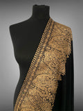 Luxury Black Pashmina Shawl – Four-Side Royal Silk Thread Embroidery - LoomFable