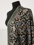 Luxury Royal Black Pashmina Shawl – Majestic Silk Thread Machine Embroidery - LoomFable