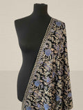 Luxury Mid Night Black Flower Design Silk Thread Embriodery Pashmina Stole