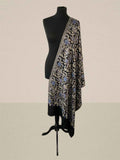 Luxury Mid Night Black Flower Design Silk Thread Embriodery Pashmina Stole