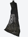 Midnight Ebony Soft Organza Dupatta | Intricate Aari Machine Embroideryshawls - LoomFable