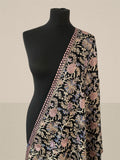 Luxury Onyx Rose Flower design Pashmina Stole | Fine Machine Silk Threadwork - LoomFable