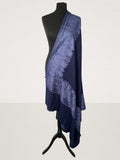 Luxury Blue Pashmina Shawl - Four Side Royal Silk Thread Embriodery - LoomFable