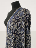 Luxury Navy Blue Pashmina Shawl – Majestic Machine Silk Thread Embriodery - LoomFable