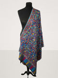 Kani Navy Blue Handloom Stole – Vibrant Floral Jaal Pashmina Wrap - LoomFable