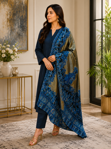 Premium Handloom Kani Toosh Pashmina Shawl – Moonlight Centre Design Authentic