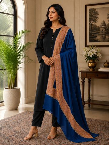 Luxury Pashmina Shawl – Kashmiri Paper Machine Embroidery | Soft Wrap
