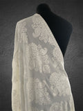Luxury Pashmina Shawl White on White – Royal Aari Thread Embroidery - LoomFable
