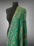 Luxury Emerald Imperial Kani Handloom Shawl | All-Over Woven Jamawar - LoomFable
