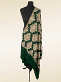 Luxury Pashmina Shawl Forest Green – Royal Aari Thread Machine Embroidery - LoomFable