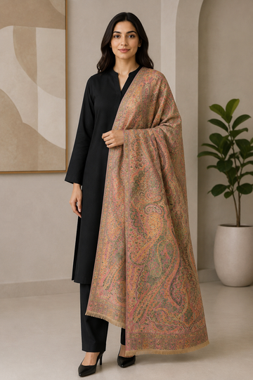 Premium Kani Tabrezi Handwoven Embroidered Shawl