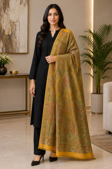 Premium Kani Tabrezi Handwoven Embroidered Shawl