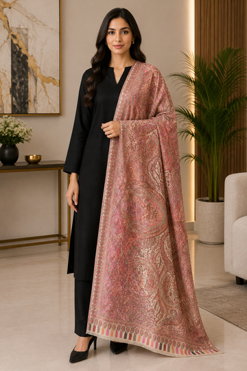 Premium Kani Tabrezi Handwoven Embroidered Shawl –