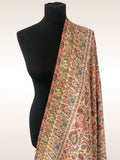 Pearl White Kani Ambi Flower Stole – Handloom Toosh Pashmina Floral Wrap - LoomFable