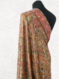 Handloom Kani Shawl in Toosh Pashmina – Brown Multi-Flower Heritage Weave - LoomFable