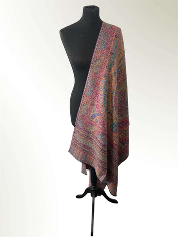 Fuchsia Pink Kani Silk Modal Stole – Vibrant Paisley Jaal Hand-Finished Wrap - LoomFable