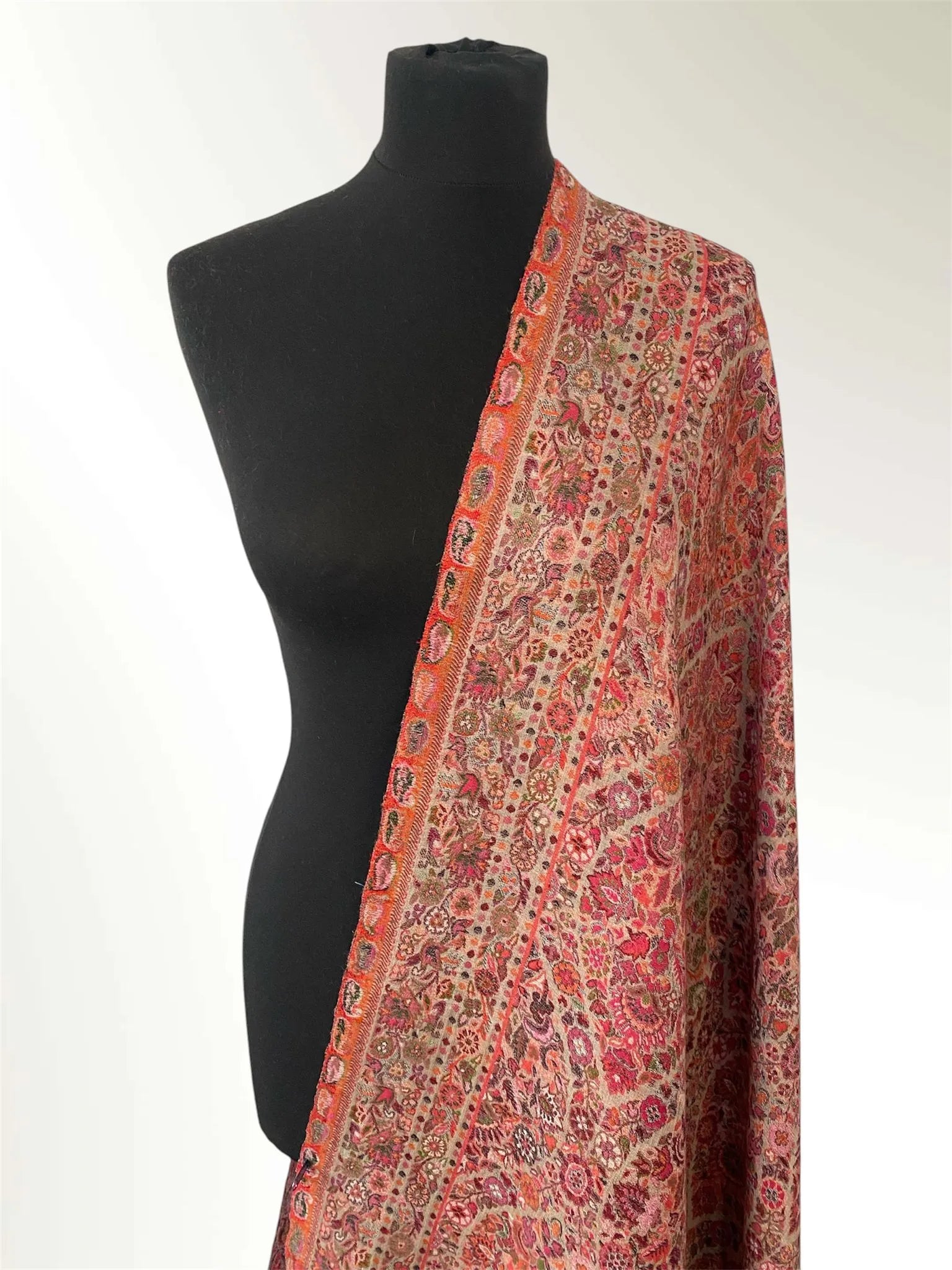 Skin Matka Kani Pashmina Stole – Handwoven Toosh Heritage Floral Stole - LoomFable