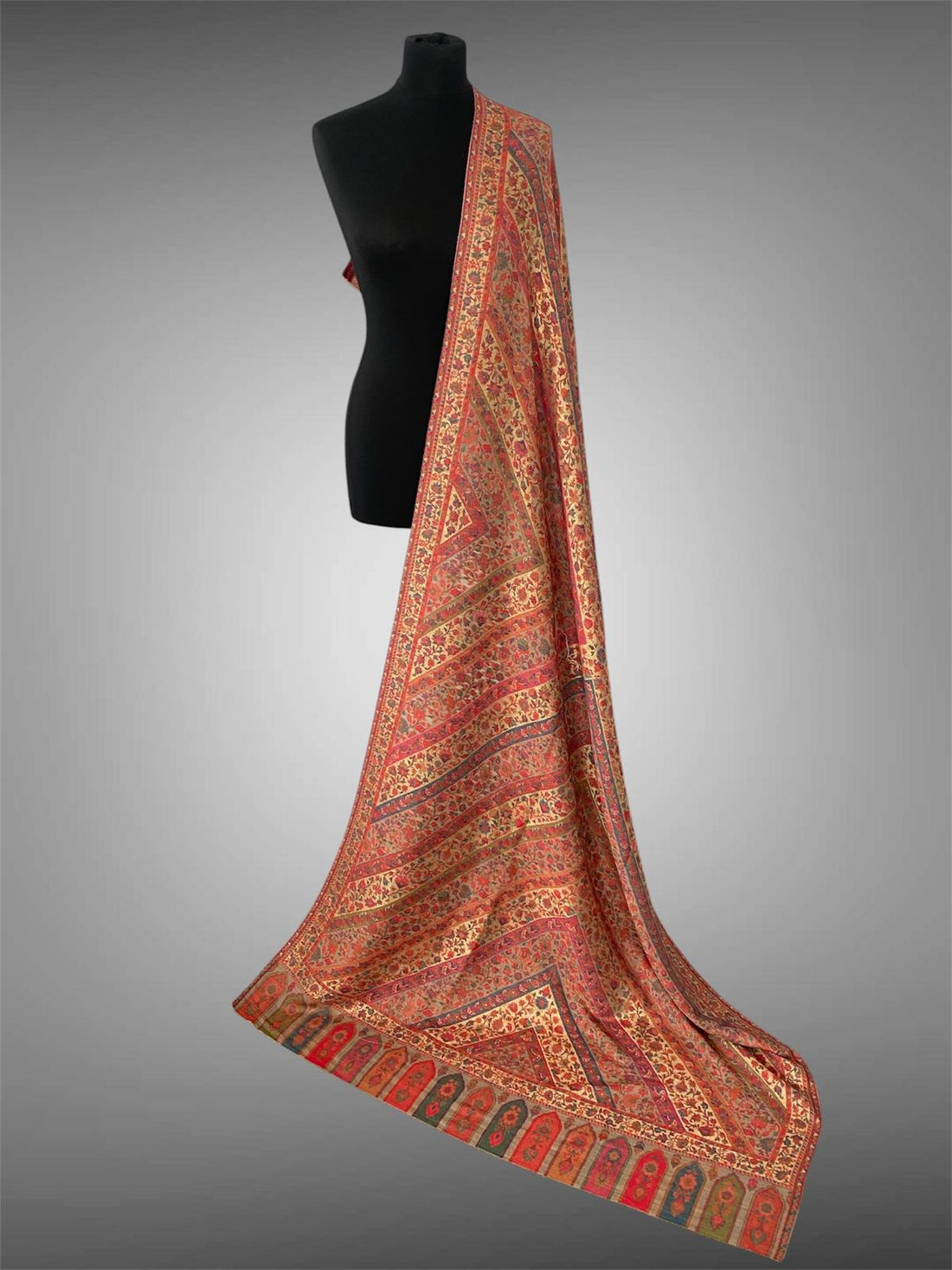 Luxury Triangle Kani Handloom "V-Jaal" Toosh Pashmina Shawl - LoomFable