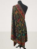 Midnight Black Kani Animal Design Stole – Handwoven Shikargah Toosh Pashmina Wrap. - LoomFable