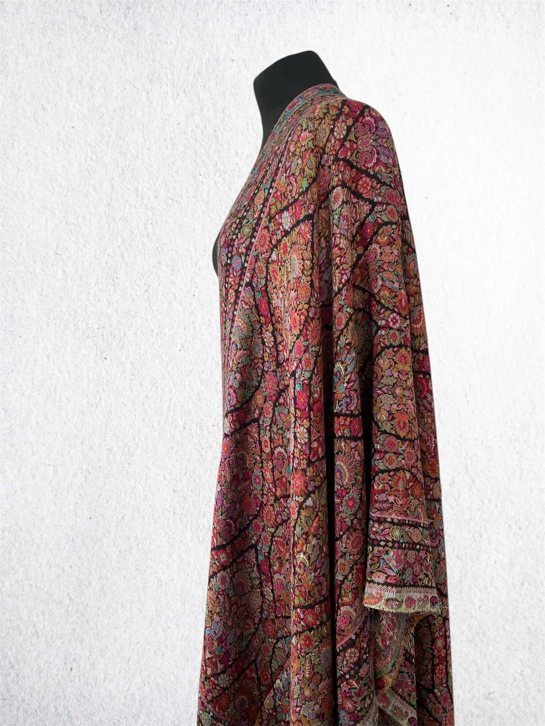 Black Matka Kani Pashmina Stole – Handwoven Toosh Heritage Floral Stole - LoomFable