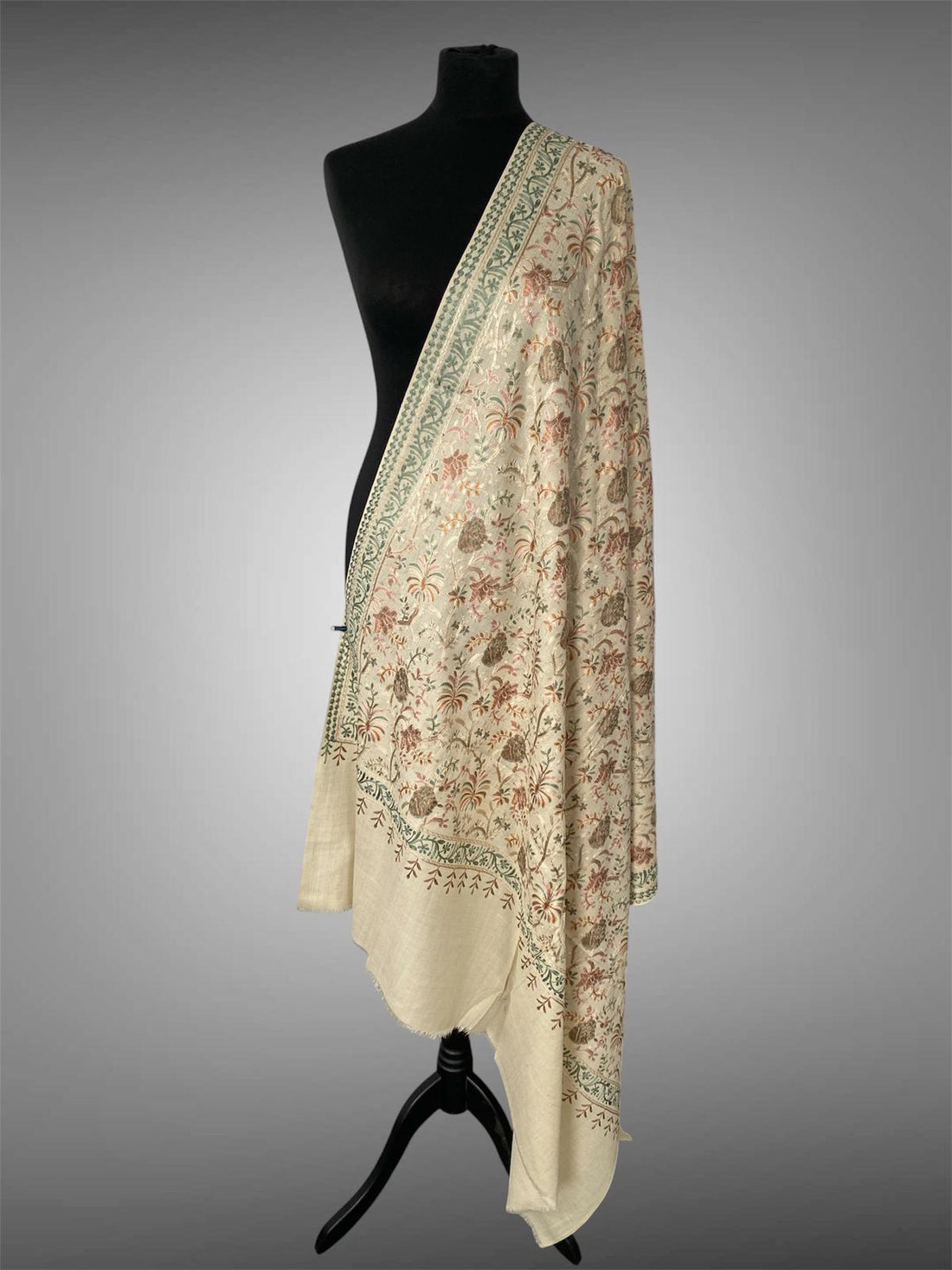 Luxury Champagne Gold Pashmina Shawl | Intricate Machine Silk Embriodery - LoomFable