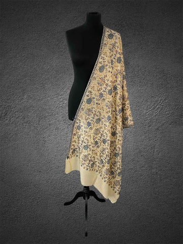 Luxury Skin Flower Design Silk Thread Embriodery Pashmina Stole