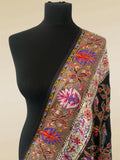 Luxury Tree of Life Kalamkari Toosh Pashmina Shawl | Tila & Silk Outline Embroidery - LoomFable