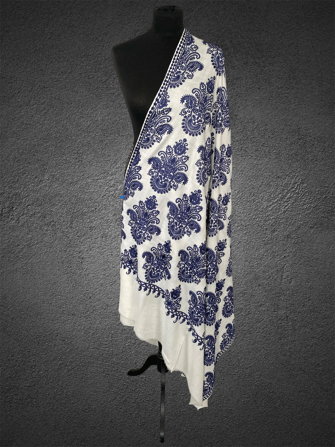 Luxury White Pashmina Shawl – Grand Aari Embroidery Wrap - LoomFable