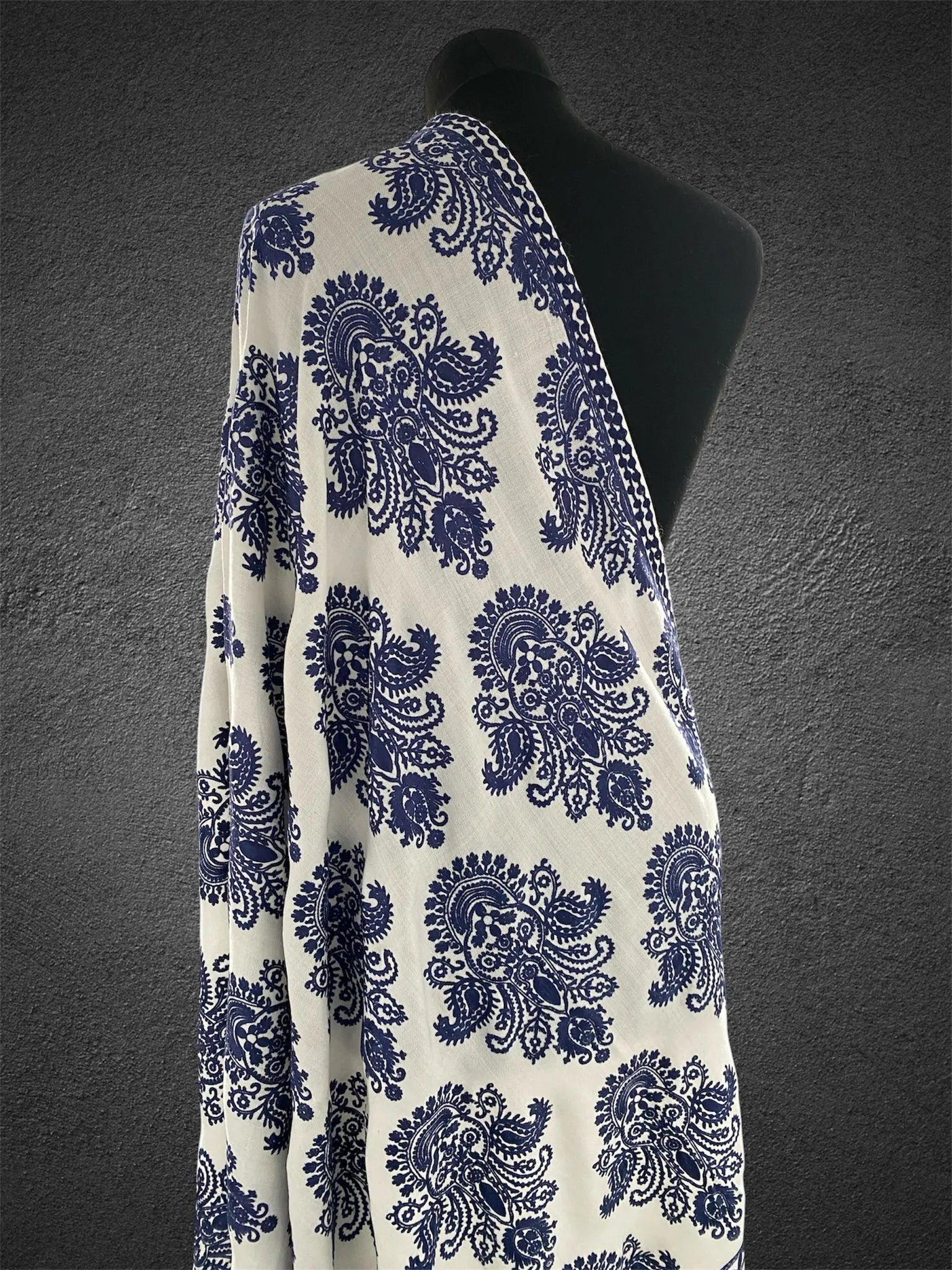 Luxury White Pashmina Shawl – Grand Aari Embroidery Wrap - LoomFable