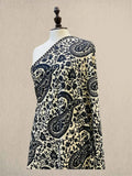 Luxury Midnight Black & Cream Pashmina Shawl with Kashmiri Aari Embroidery